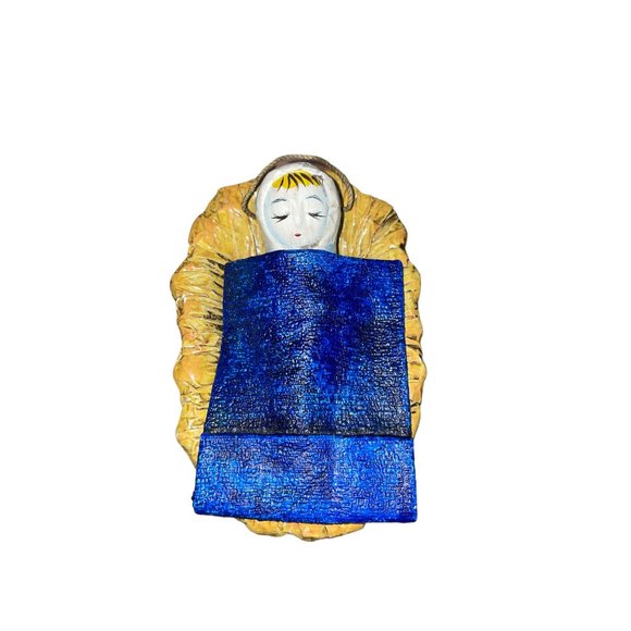 Vintage 1950's Japan Paper Mache Virgin Mary, Joseph & Baby Jesus Set - Picture 3 of 8